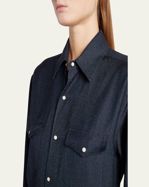 Thomas Snap Button Denim Blouse