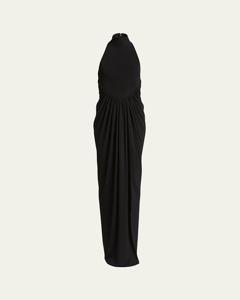 High Neck Draped Waist Gown