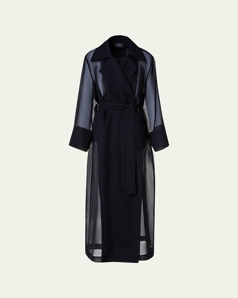 Valentine Silk Gauze Belted Trench Coat