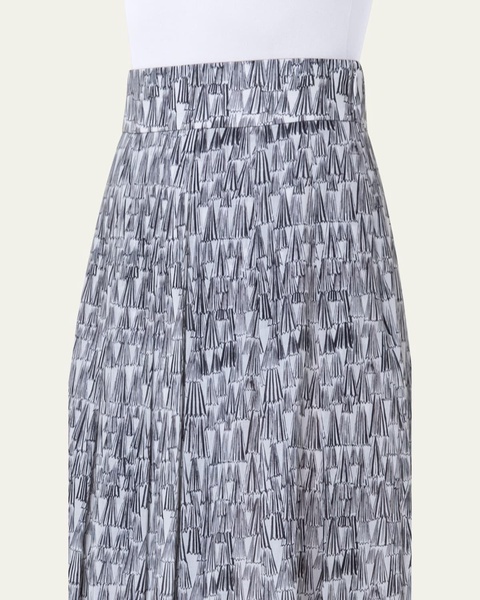 Asagao Printed Cotton Voile Midi Skirt