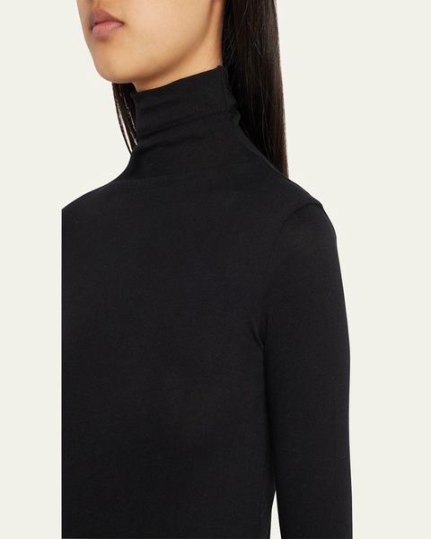 Essential Long-Sleeve Cotton Turtleneck Top