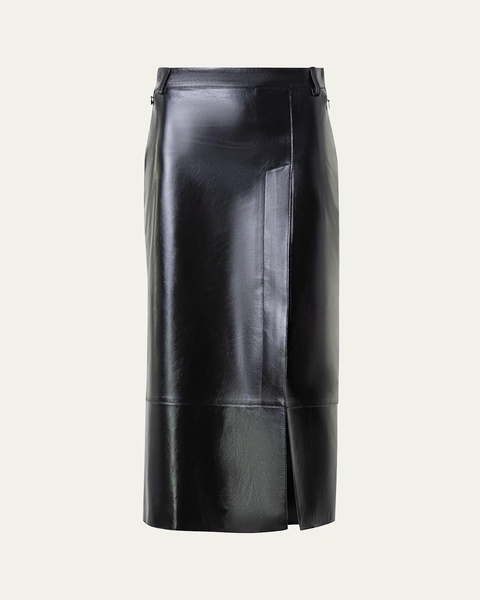 Lacquer Nappa Leather Pencil Skirt