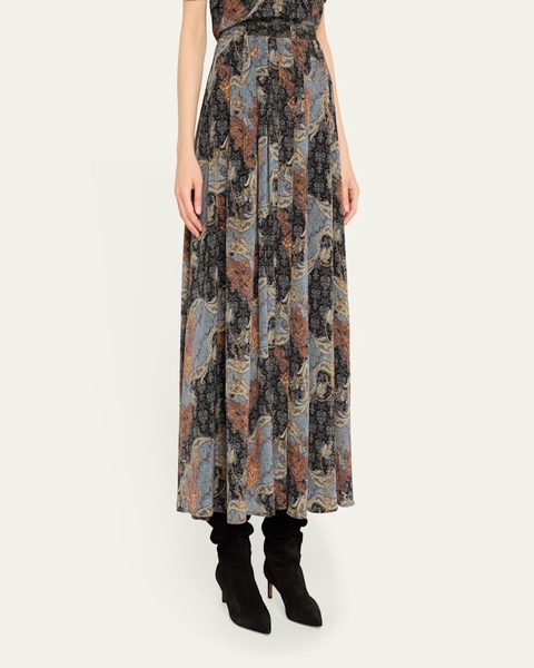 Vanna Gathered Silk Maxi Skirt