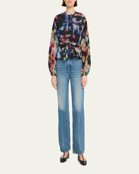 Alair Belted Printed Puff-Sleeve Jacket