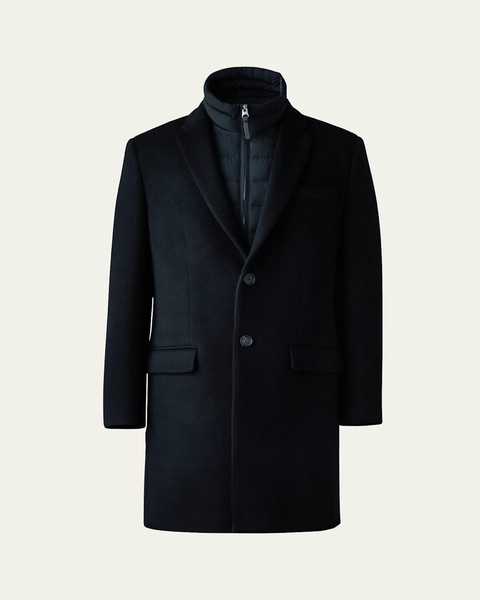 Men's Wool Topcoat with Removable Down Bib