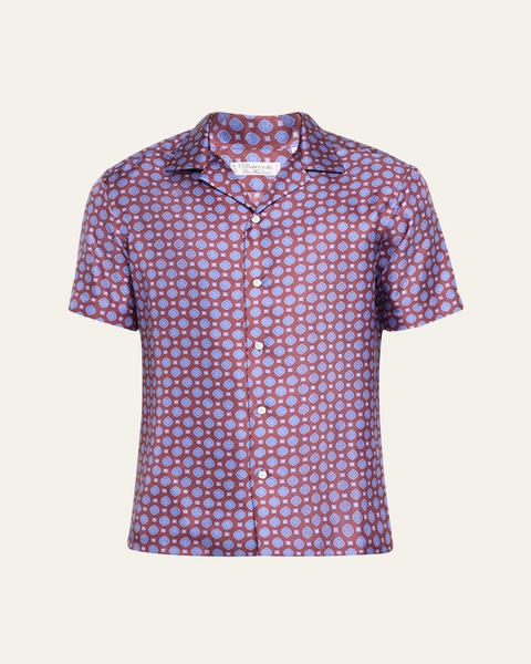 Men's Silk Medallion Camp Shirt