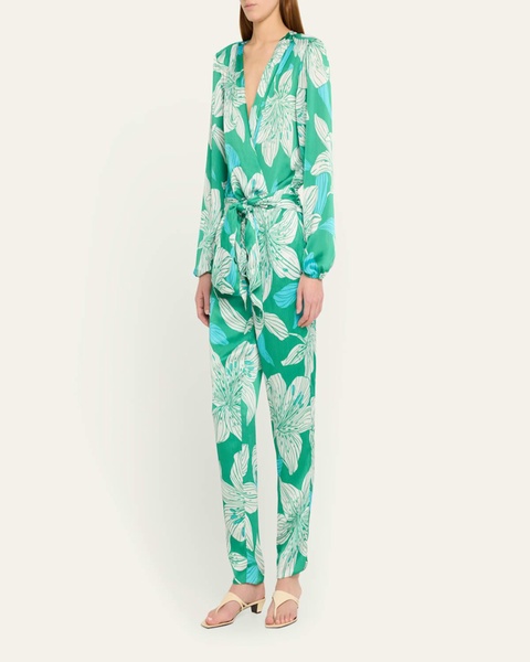 Valery Lily-Printed Satin Jumpsuit