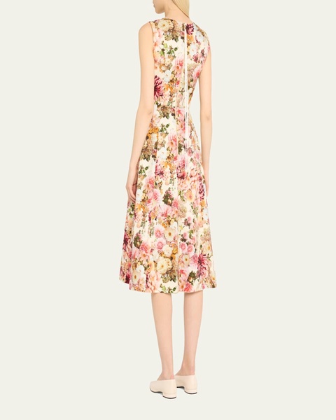 Eloise Floral Print Cotton Twill Midi Dress