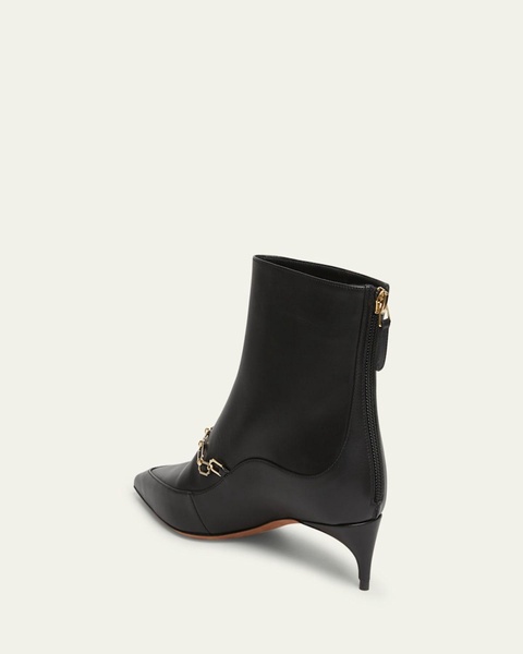 Franca Leather Chain Ankle Booties