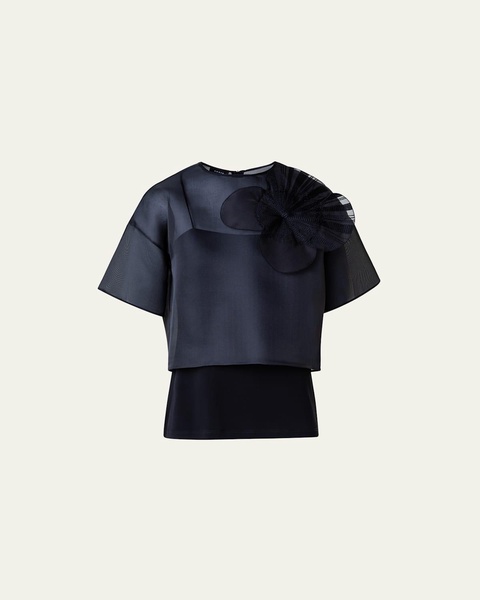 Organza Cropped Blouse with Poppy Patch