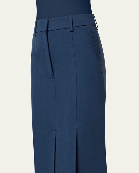 Long Wool Double-Face High Slit Skirt