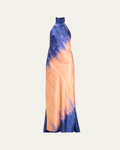 Tie-Dye Sherry Backless Halter Gown