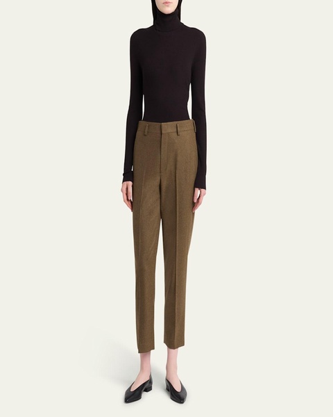 Doyle Cashmere Flannel Straight-Leg Ankle Trousers