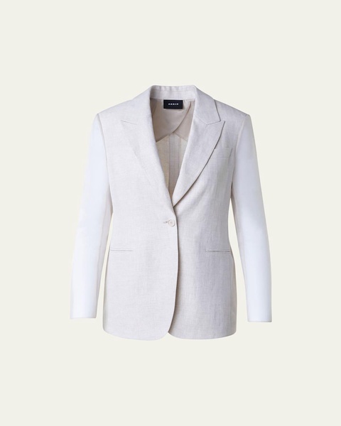 Tiziano Linen Blazer Jacket with Organza Sleeves