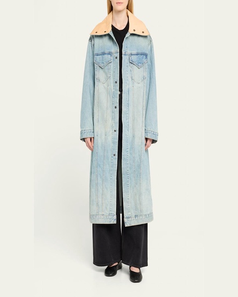 Kat Long Denim Trucker Coat