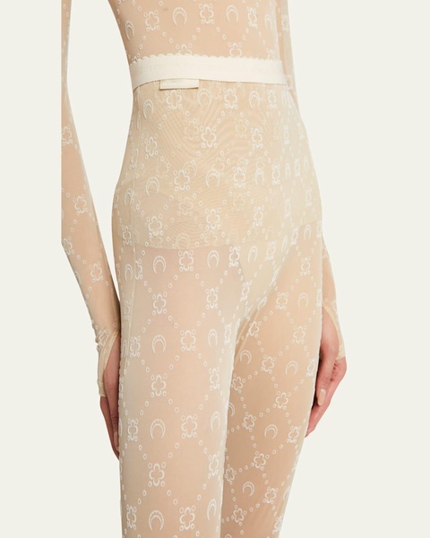 Sheer Flocked Monogram Tights