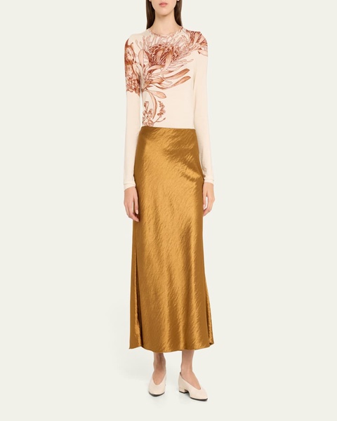 Hammered Satin Midi Slip Skirt