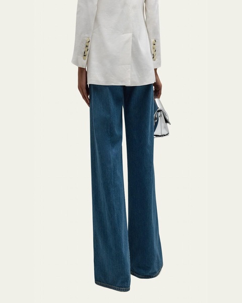 Mia Double-Pleated Wide-Leg Jeans