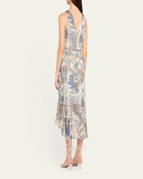 Allison Beaded Floral-Print Midi Dress