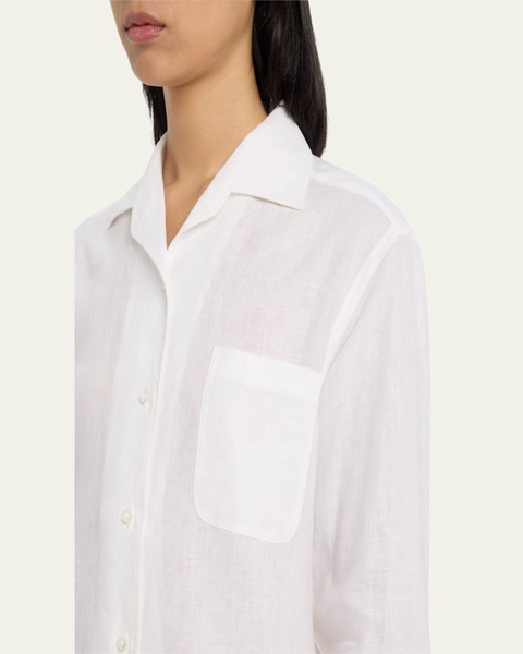 Andre Solaire Button-Front Linen Blouse