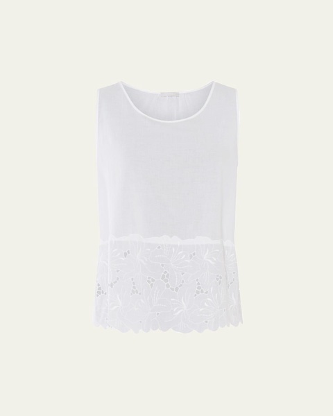 Clara Floral-Embroidered Cotton Tank Top