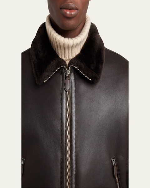 Men's Peter Leather Shearling Bomber Jacket