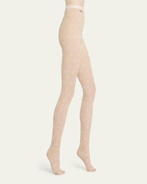 Sheer Flocked Monogram Tights