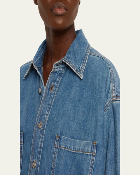 Tilda Denim Button-Front Jumpsuit