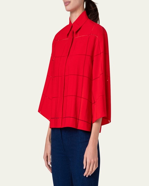 Window Check Boxy Cropped Blouse