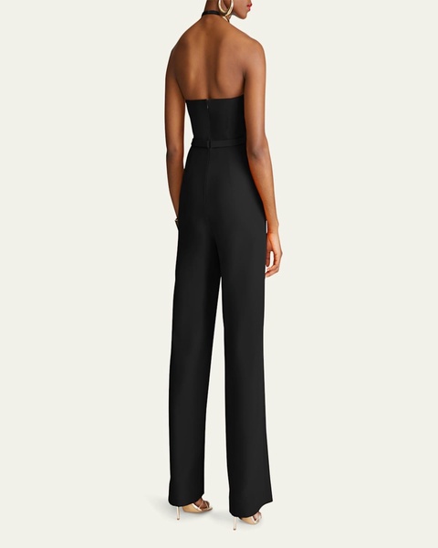 Oki Cutout Stretch Crepe Halter Jumpsuit