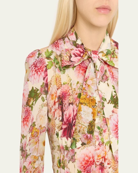 Alison Floral Crepe De Chine Long-Sleeve Maxi Dress