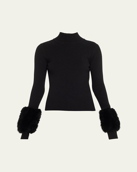 Magnus Turtleneck Sweater with Faux Fur Cuffs