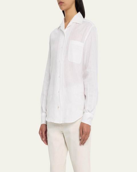 Andre Solaire Button-Front Linen Blouse