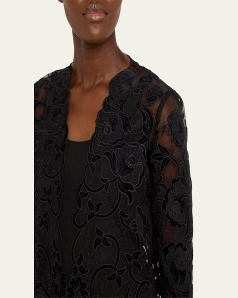 Elian Open-Front Floral Lace Jacket