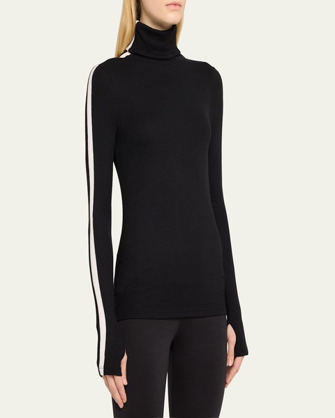 Jackson Rib-Knit Turtleneck Top