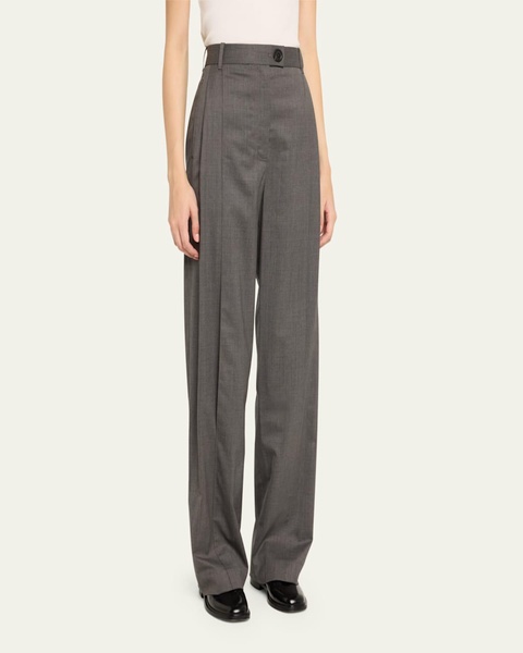 Straight-Leg Trousers with Front Slit