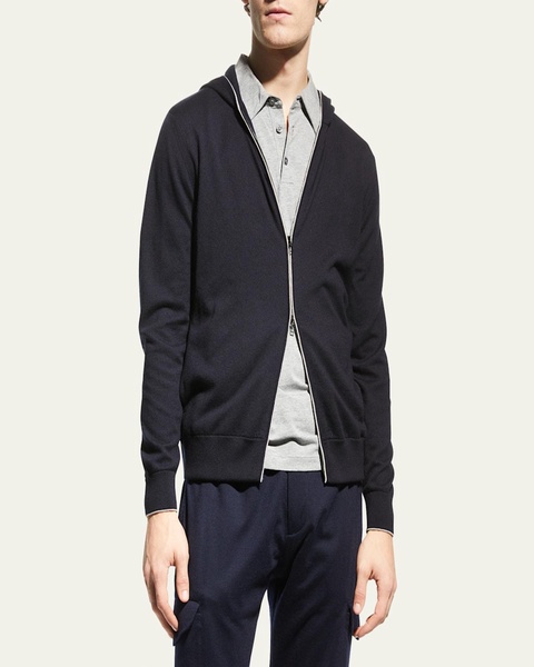 Cashmere-Cotton Zip-Front Hoodie