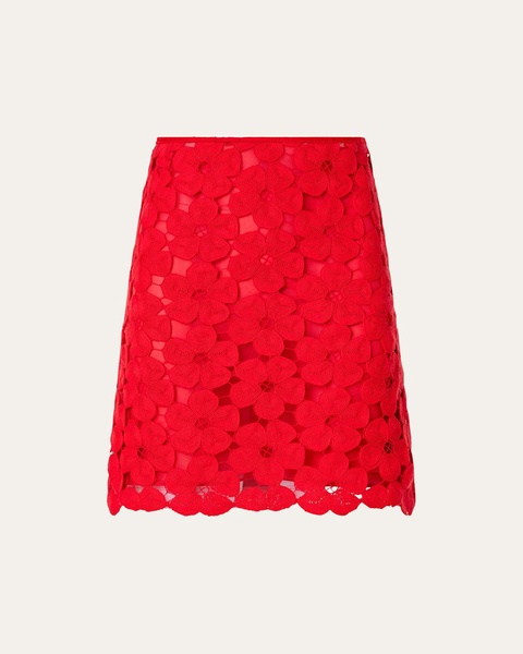 Cotton Anemones Embroidered Short Skirt