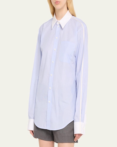 Office Contrast Trim Pintuck Shirt