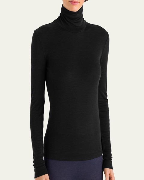 Silk-Cashmere Turtleneck Top