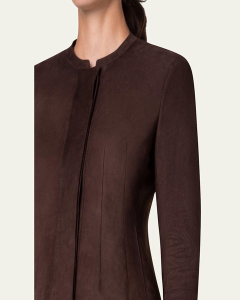 Aniella Suede Fitted Jacket, Brown