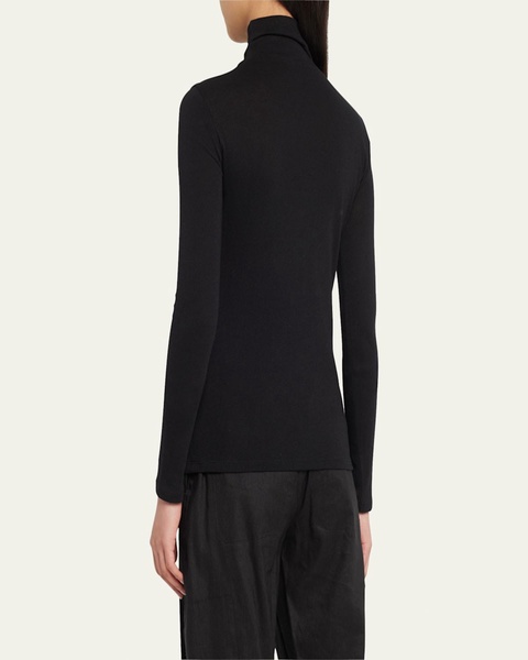 Essential Long-Sleeve Cotton Turtleneck Top