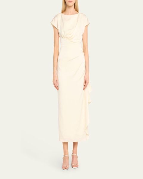 Florence Draped Short-Sleeve Midi Dress