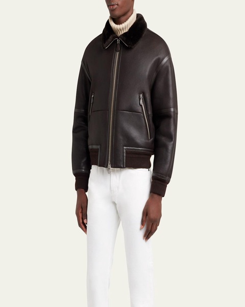 Men's Peter Leather Shearling Bomber Jacket