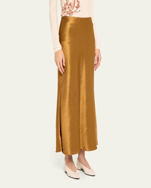 Hammered Satin Midi Slip Skirt