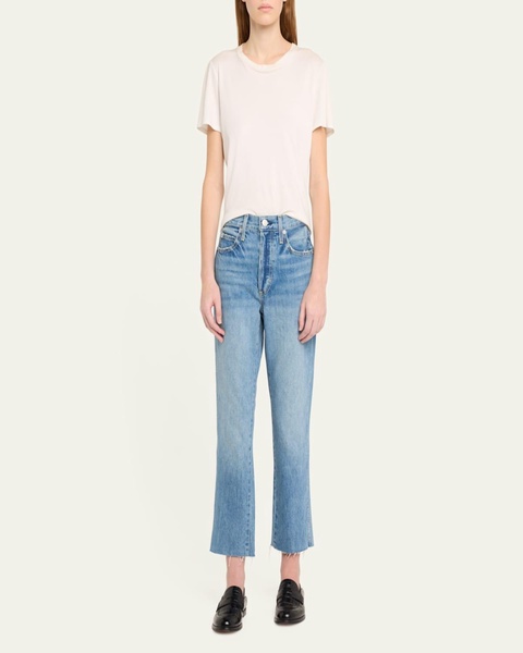 Loverboy High-Rise Cropped Jeans with Frayed Hem