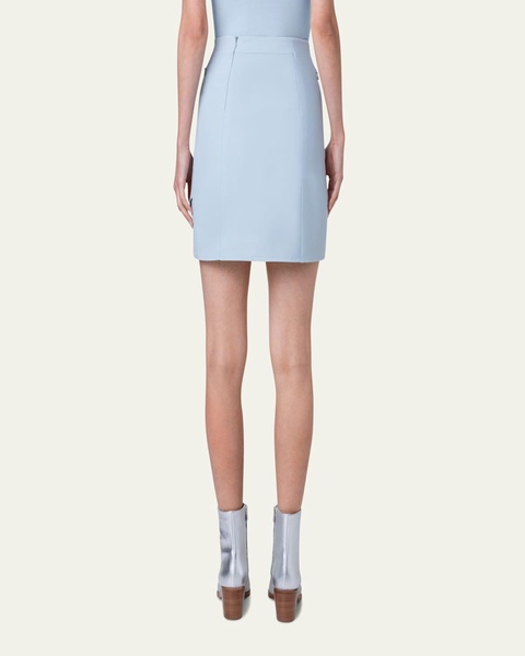 Cotton Short Skirt with Trapezoid Slit Detail