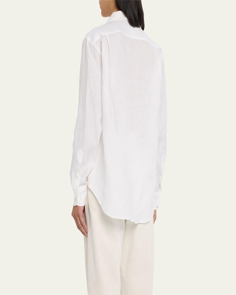 Andre Solaire Button-Front Linen Blouse