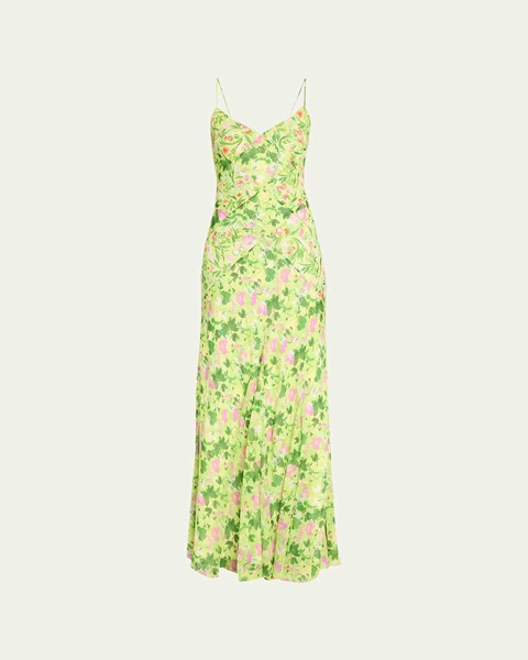 Cameron Crisscross-Back Floral Silk Midi Dress