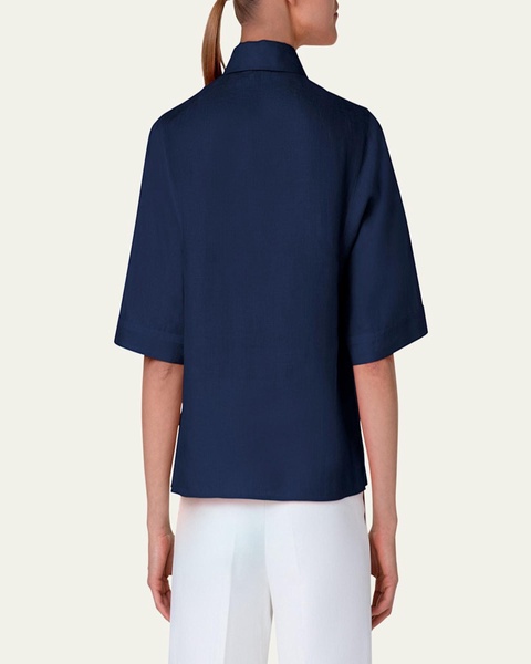 Linen Voile Collared Boxy Shirt